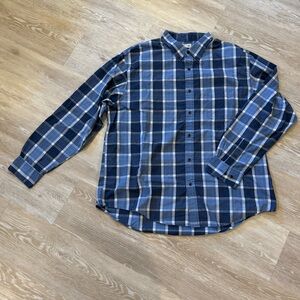 NWOT - Haggar Men’s Blue Plaid Long Sleeve - Size XL
